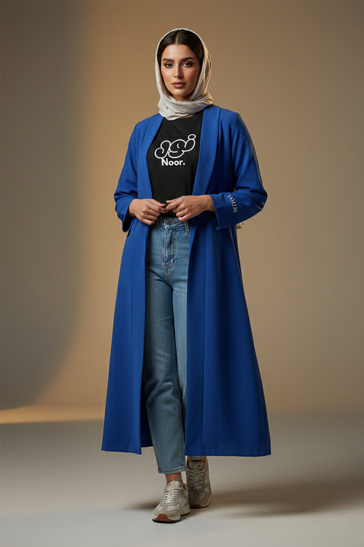 YAMZAI Premium Blue Lightweight Modest Longcoat – Ramadan Exclusive Layer