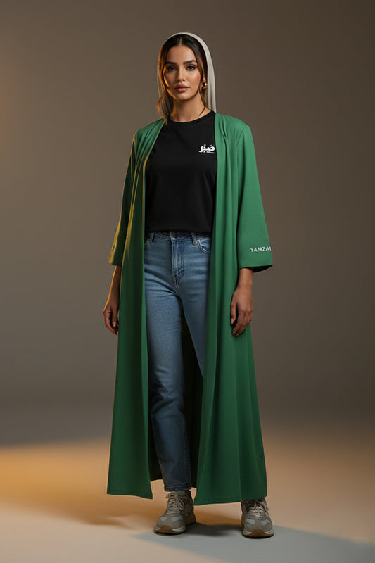 YAMZAI Premium Green Lightweight Modest Longcoat – Ramadan Exclusive Layer