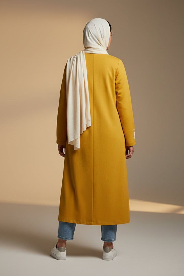 YAMZAI Premium Yellow Lightweight Modest Longcoat – Ramadan Exclusive Layer