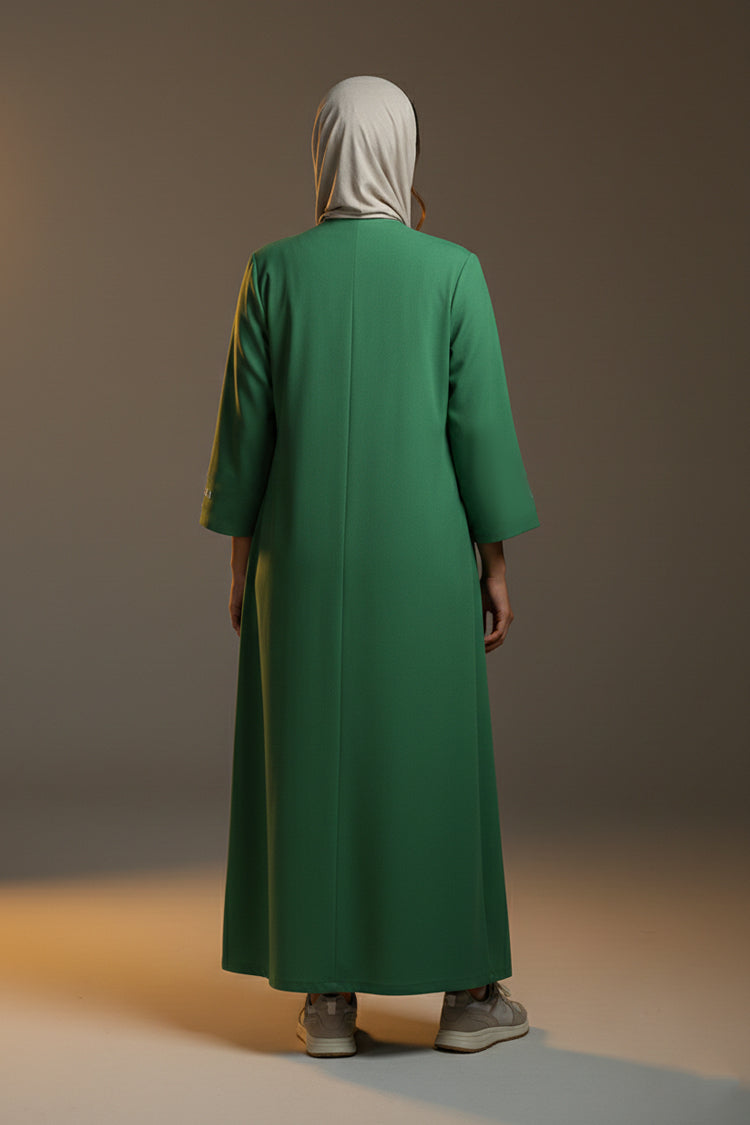 YAMZAI Premium Green Lightweight Modest Longcoat – Ramadan Exclusive Layer