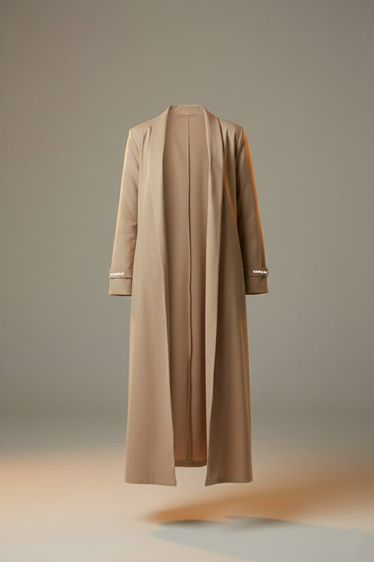 YAMZAI Premium Beige Lightweight Modest Longcoat – Ramadan Exclusive Layer
