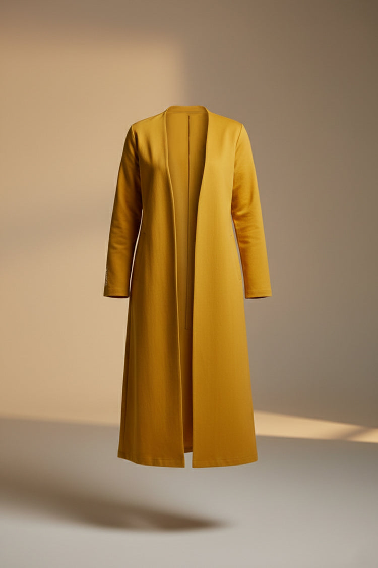YAMZAI Premium Yellow Lightweight Modest Longcoat – Ramadan Exclusive Layer
